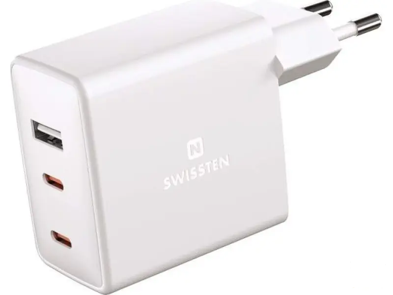 Swissten Travel Charger GaN 2x USB-C + 1x USB 70W