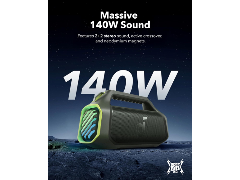 ANKER Soundcore Boom 2 Plus 140W 2.2 prenosivi bluetooth IPX7 zvucnik zeleni
