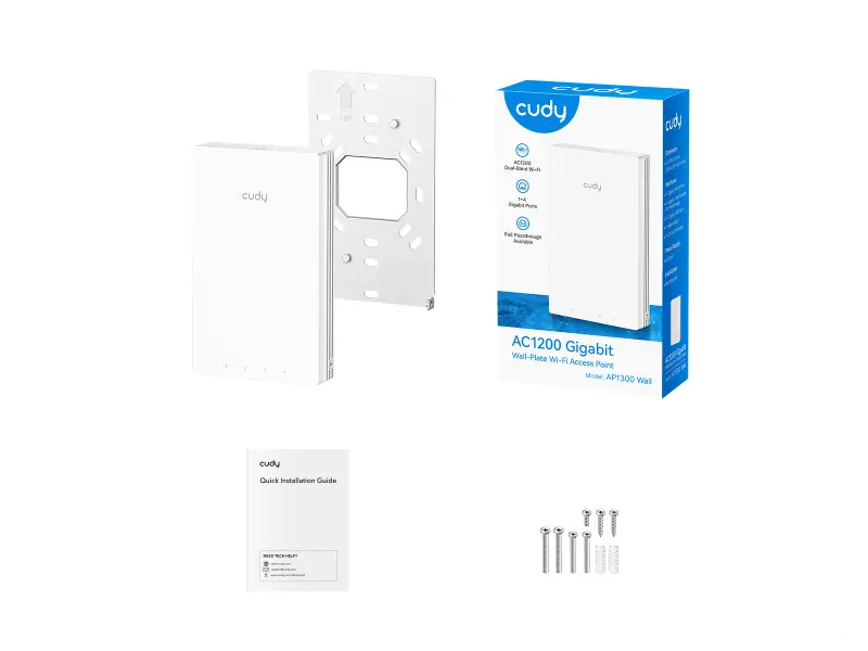 CUDY Access Point AP1300 Wall AC1200 Dual-Band Wall-Plate Gigabit Wi-Fi