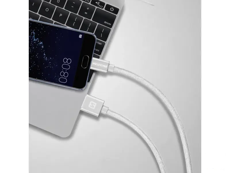 Swissten Data kabl Textile USB / USB-C 1.2m Silver