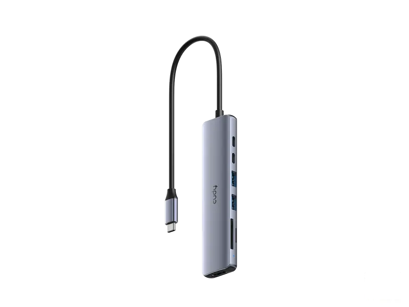 CUDY HUB 7-in-1 1x HDMI 4K, 1x USB Type-C PC 100W, 1x USB Type-C, 2x USB A 3.2, 1x FT slot, 1x SDXC slot