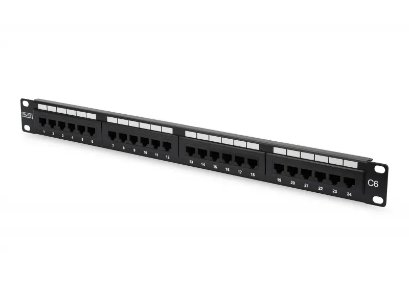 Digitus CAT 6 Patch Panel, 19"  unshielded, 24-port RJ45 24-port RJ45, 8P8C, LSA, 1U, bl, 482x44x109 mm, bl