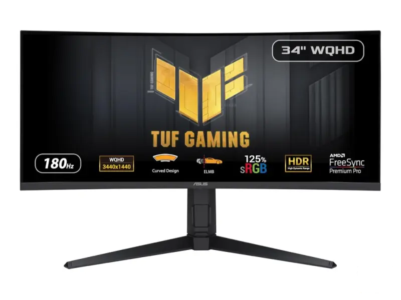 ASUS TUF Gaming Curved Monitor VG34VQL3A, 34" WQHD 3440x1440, 180Hz, 1ms, DP*2/HDMI*2, USB Hub, HAS