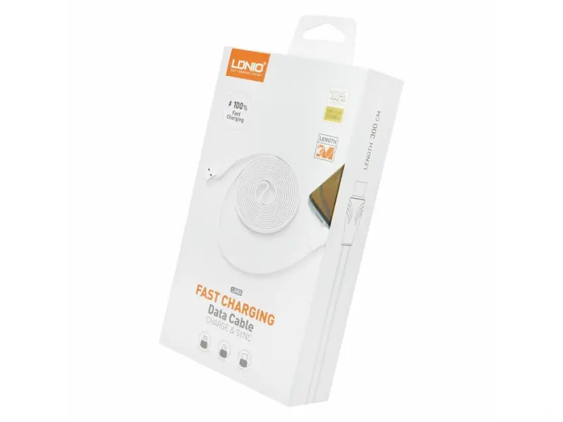 LDNIO LS553 BRZI 2.1 A MAX, 3 m LIGHTNING BIJELI