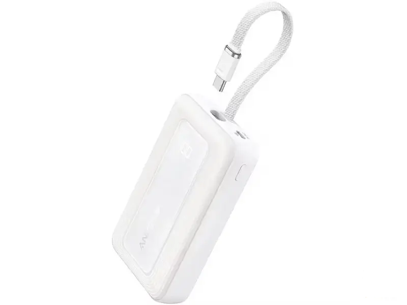 ANKER 20000mAh, 30W, sa ugrađenim USB-C kablom, Power Bank beli 