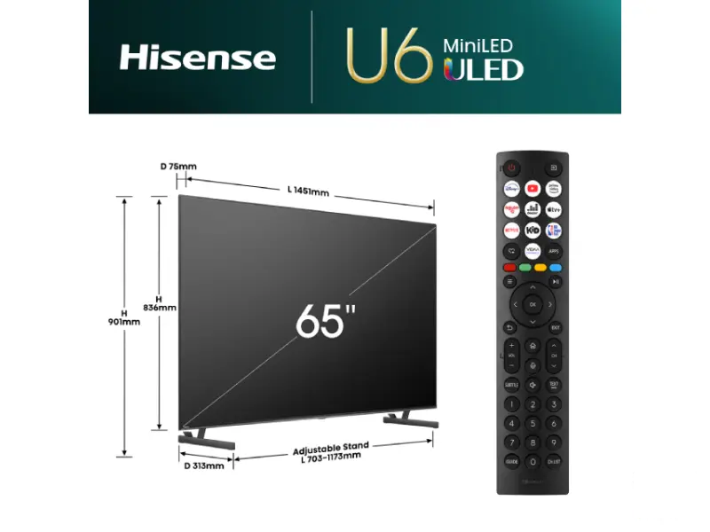 HISENSE 65 inca 65U6NQ Mini-LED 4K UHD Smart TV