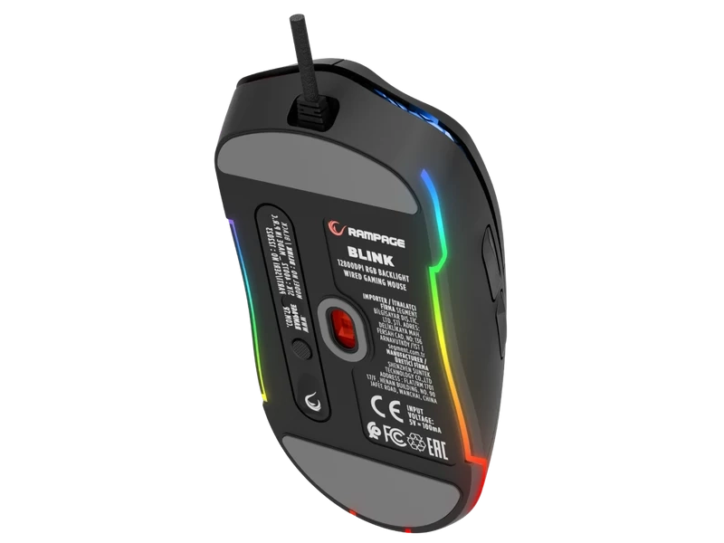 Rampage Miš BLINK crni gaming, 7 makro dugmadi, 12.800 DPI RGB