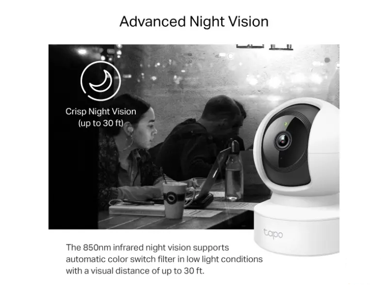 TP-LINK TAPO C212 Pan/Tilt Home Security Wi-Fi Camera, 2K, 3MP, Person Detection, Motion Tracking