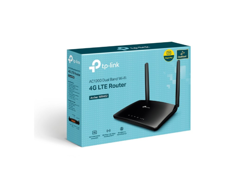 TP-LINK ARCHER MR402 AC1200 Wireless Dual Band 4G LTE Router up to 300 Mbps, 1x Nano SIM Card Slot
