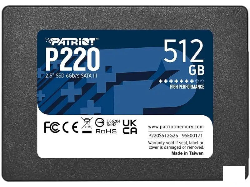 Patriot SSD 512GB 2.5" 7mm P220 (r/w: 550/500 MBs)