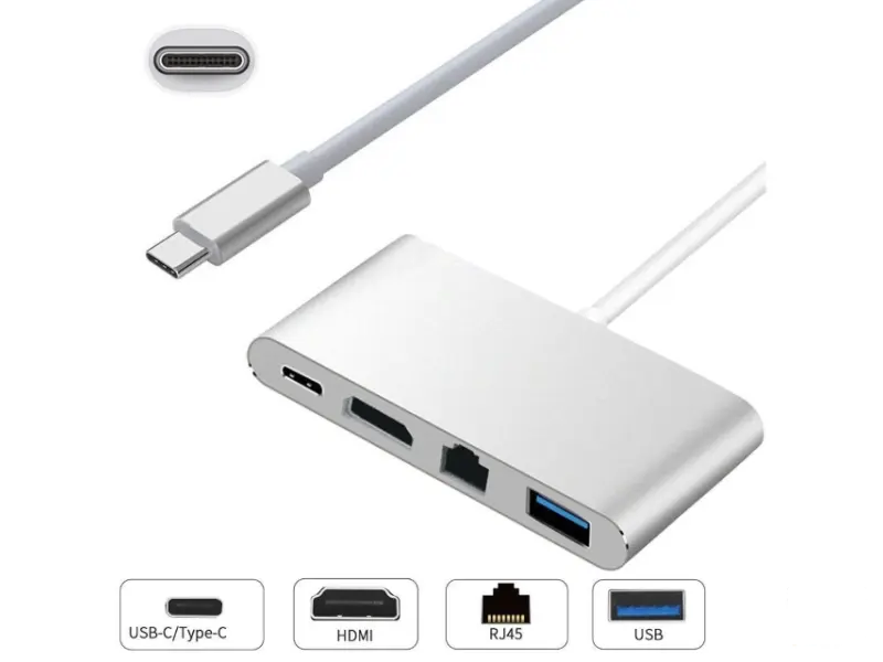 E-GREEN Adapter USB Tip C - HDMI + USB 3.0 + Tip C + RJ45 (F) 