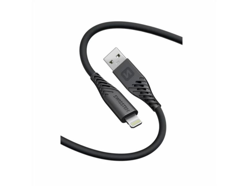 Swissten DATA CABLE SOFT SILICONE USB-A / LIGHTNING 0,4 M BLACK