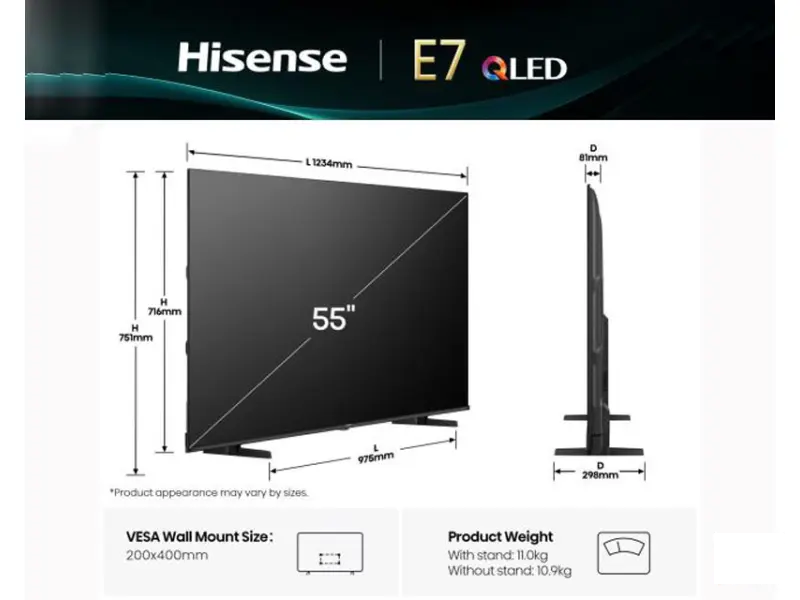 HISENSE 55 inča 55E7Q QLED 4K UHD Smart TV 