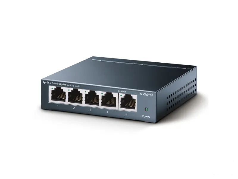 TP-LINK TL-SG105 5-Port  Gigabit 10/100/1000Mbps Desktop Switch, Durable Metal Casing