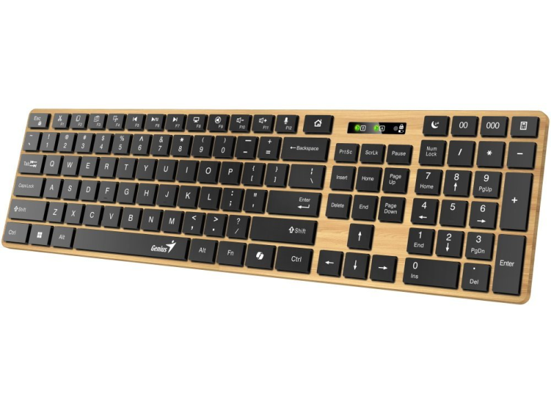 GENIUS SlimStar 7250BT, AI, Pine Wood US wireless tastatura