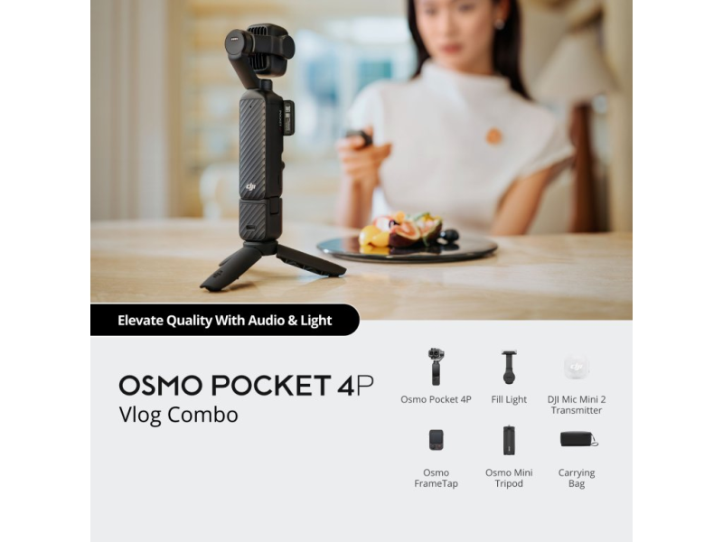 DJI Osmo Pocket 4P Vlog Combo(Fill Light + DJI Mic Mini 2 + Osmo FrameTa
