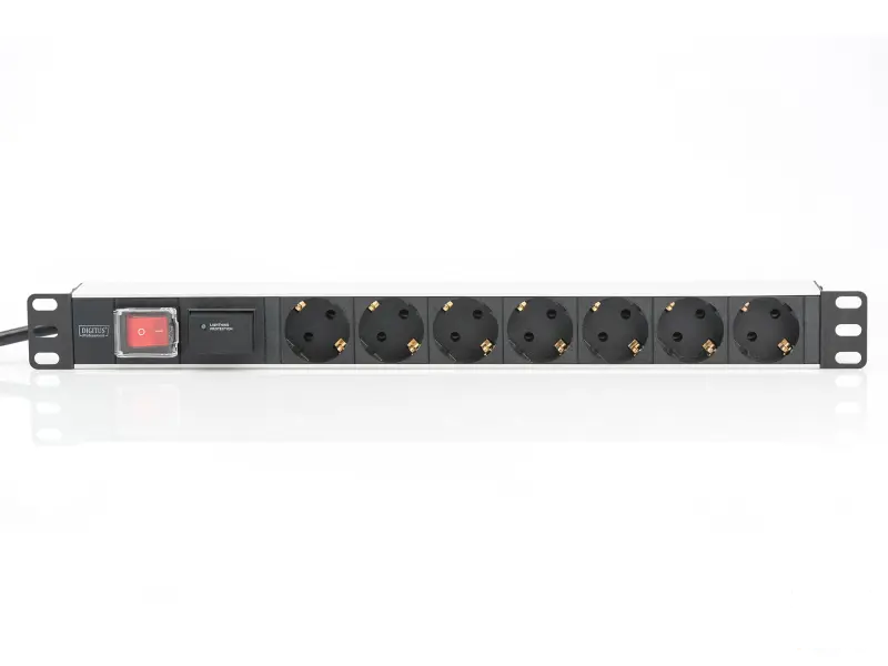 Digitus Napojna letva 1U Aluminum PDU, 19", sa prekidacem i zastitom, 7x safety outlet, 16A, 2m