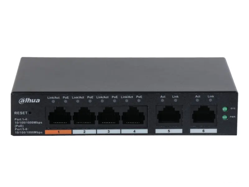 DAHUA CS4006-4GT-60 6-Port Cloud Managed Desktop Gigabit Switch with 4-Port PoE 