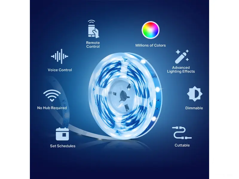 TP-LINK Tapo L900-5 Smart Wi-Fi Light Strip, 5m, 2.4 GHz, Multicolour, Dimmable, Voice Control