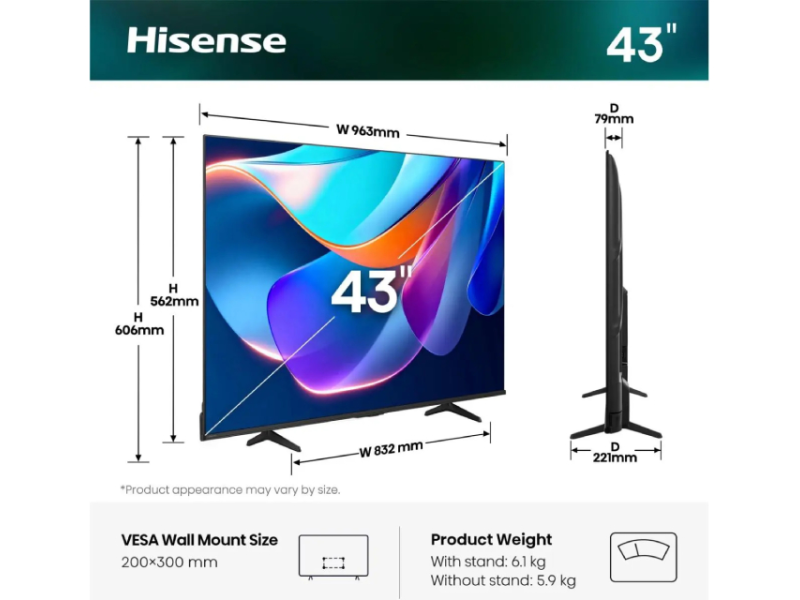 HISENSE 43 inča 43A6S LED 4K Ultra HD Smart TV