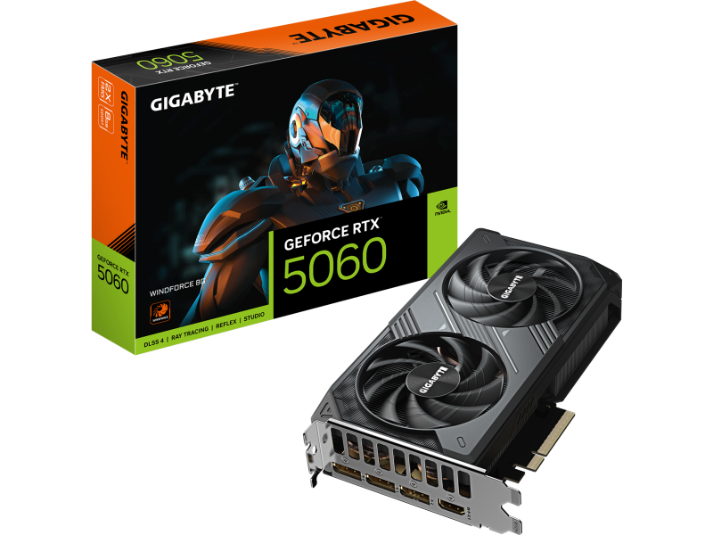Gigabyte GV-N5060WF2MAX OCV2-8GD GeForce RTX™ 5060 WINDFORCE MAX OC V2 8GB GDDR7