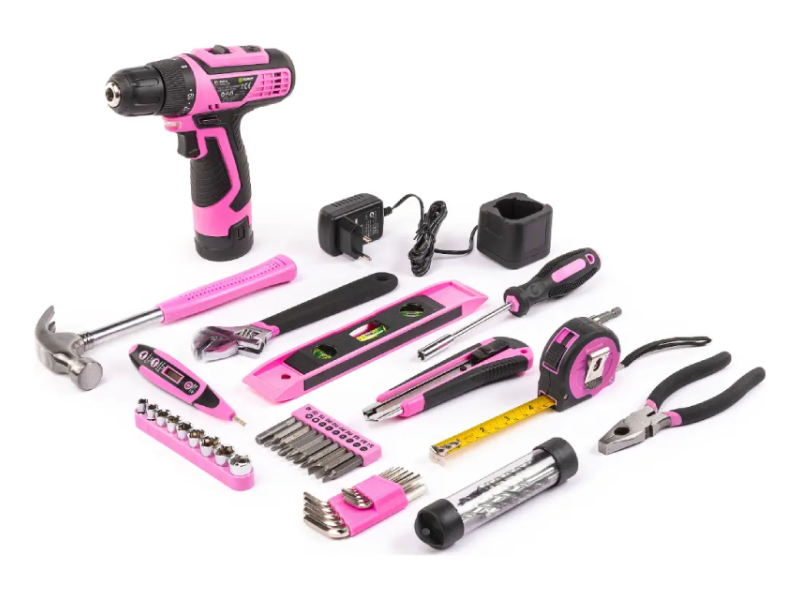 FIELDMANN FDG 5025-58R Set ručnog alata (58 delova) sa 12V bušilicom roze