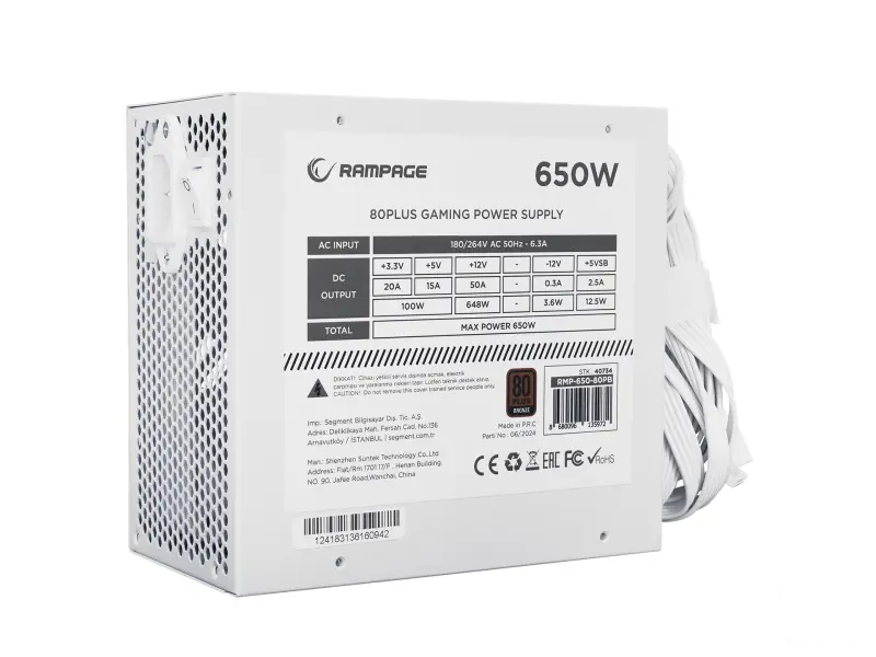 Rampage Napajanje RMP-650-80PB 650W 80+ Bronze Active PFC White