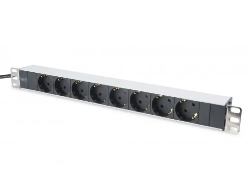 Digitus 1U Aluminum PDU, 19"  rackmountable, 8x safety outlet 16A, 4000W, 250VAC 50/60Hz