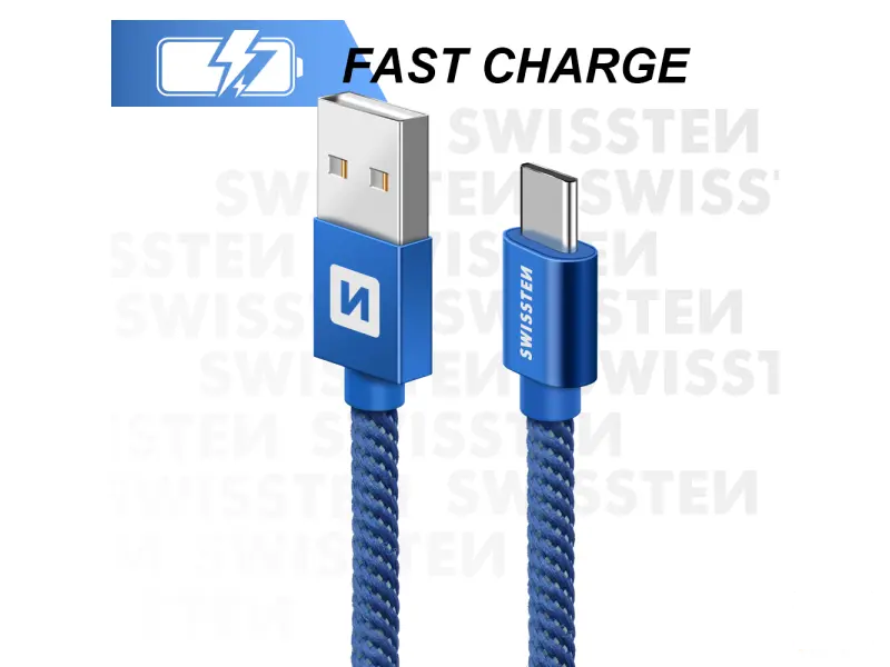 Swissten Data kabl Textile USB / USB-C 1.2m Blue