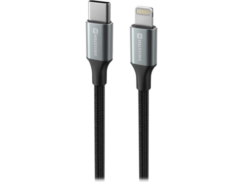 Swissten DATA CABLE KEVLAR USB-C / LIGHTNING 1.5 M ANTRACIT
