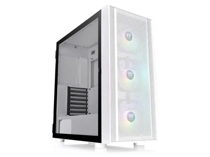 THERMALTAKE H570 TG Snow ARGB Mid Tower, Tempered Glass/Mesh Front Panel/120mm ARGB Lite Fan*3/USB