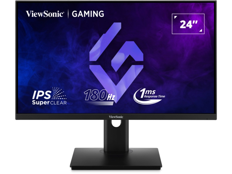 ViewSonic Monitor 24" XG24G1, 1920×1080 (FHD), IPS panel, 180Hz, 1 ms (MPRT), 1000:1, 300 cd/m², Adaptive Sync (FreeSync Premium), HDMI + DisplayPort, audio out da, zvučnici ne, hub ne, VESA 100×100 mm, boja crna