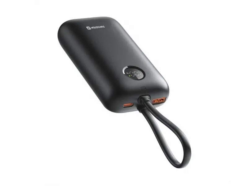 Swissten Power bank VOLTBOX 35W 10000 mAh with built-in cables USB-C, Lightning