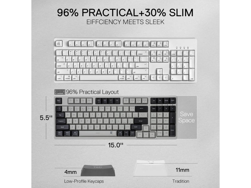 Redragon OfficeKey Compact Pro Keyboard (BK-7114WG