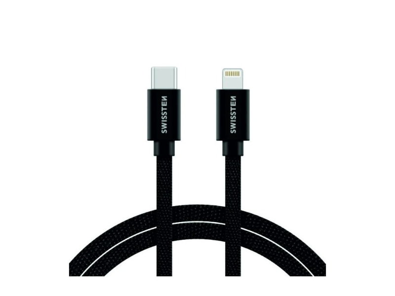 Swissten DATA CABLE TEXTILE USB-C / LIGHTNING 2,0 M BLACK