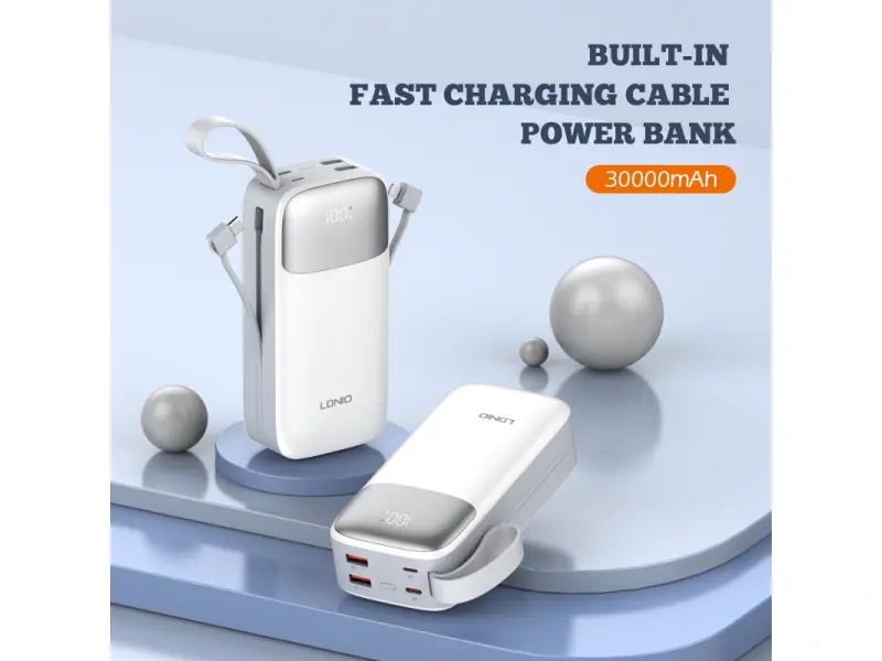 LDNIO 30000mAh PQ30 USB*2+TIP C+KABEL LIGHTNING TIP C BIJELA