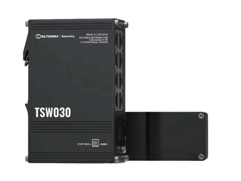 Teltonika Switch TSW030 8 10/100, IP30, integrated DIN rail mounting, wall mount