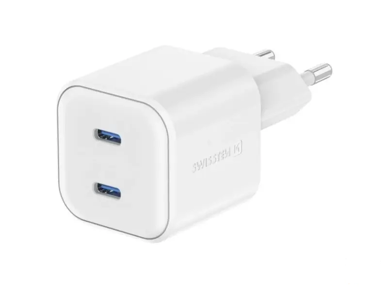 Swissten Travel Charger GaN 2x USB-C 20W PD White
