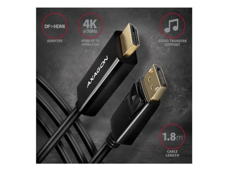 CC DisplayPort -> HDMI 1,8m, 4K@30Hz, RVD-HI14C2, AXA