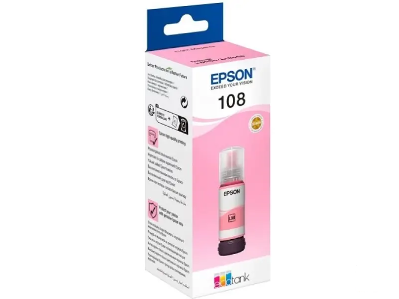 EPSON C13T09C64A EcoTank Ink Bottle Br.108, Light Magenta, (70ml), 7200 str. (2100 colour photos 10x15cm) - za EcoTank L8050, L18050