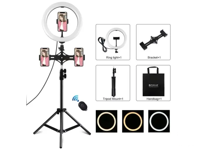 Puluz LED ring lamp / tripod 26cm 3x Smartphone