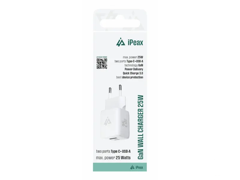 iPEAX Adapter GaN 25W (USB-C + USB-A) White