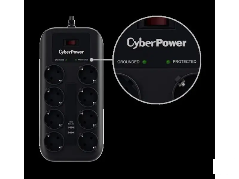 CyberPower produžni kabl prenapon.zaštita P0820SUF0 8xšuko/2xUSBc/1,8m