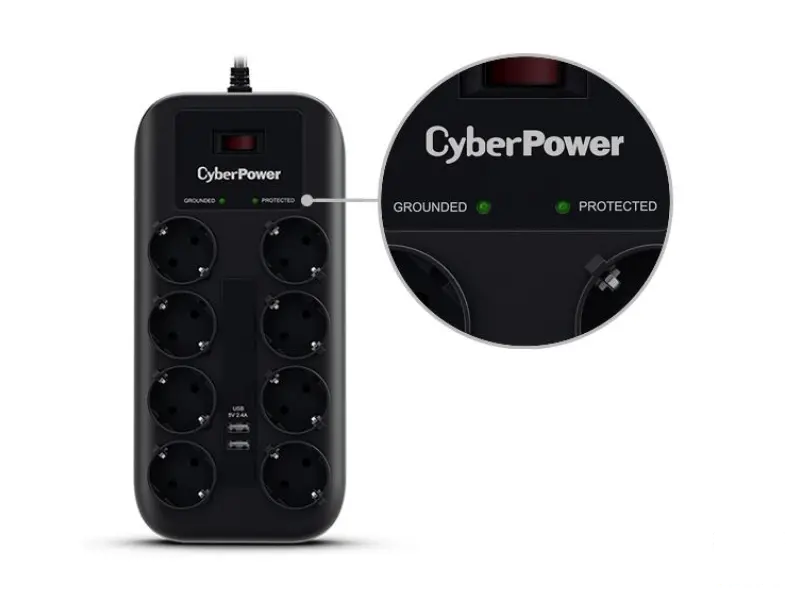 CyberPower produžni kabl prenapon.zaštita P0820SUF0 8xšuko/2xUSBc/1,8m