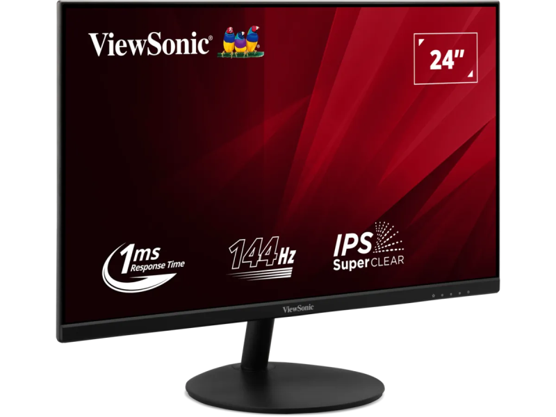 ViewSonic Monitor 24" VA24E2-H, 1920×1080 (FHD), IPS panel, 100Hz, 1 ms (MPRT), 1000:1, 250 cd/m², Adaptive Sync (VRR), HDMI + VGA, audio out ne, zvučnici ne, hub ne, VESA 100×100 mm, boja crna