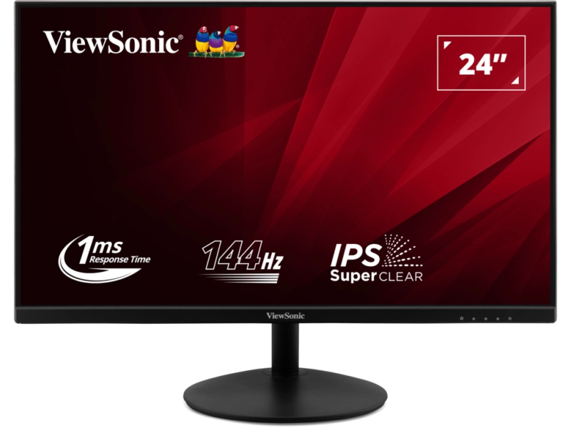 ViewSonic Monitor 24" VA24E2-H, 1920×1080 (FHD), IPS panel, 100Hz, 1 ms (MPRT), 1000:1, 250 cd/m², Adaptive Sync (VRR), HDMI + VGA, audio out ne, zvučnici ne, hub ne, VESA 100×100 mm, boja crna