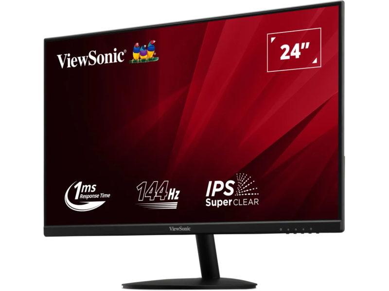 ViewSonic Monitor 24" VA24E2-H, 1920×1080 (FHD), IPS panel, 100Hz, 1 ms (MPRT), 1000:1, 250 cd/m², Adaptive Sync (VRR), HDMI + VGA, audio out ne, zvučnici ne, hub ne, VESA 100×100 mm, boja crna
