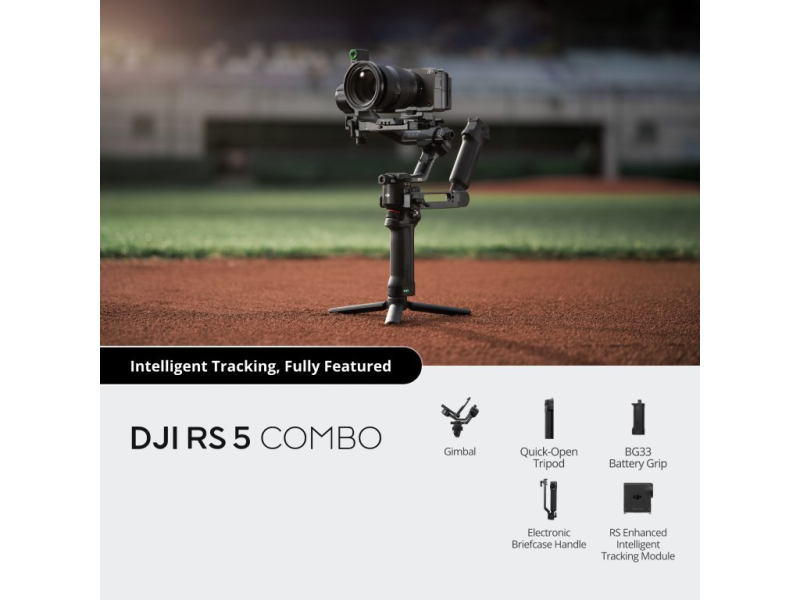 DJI RS 5 Combo, Lightweight Commercial Stabilizer, Compact Body With up to 3kg Payload