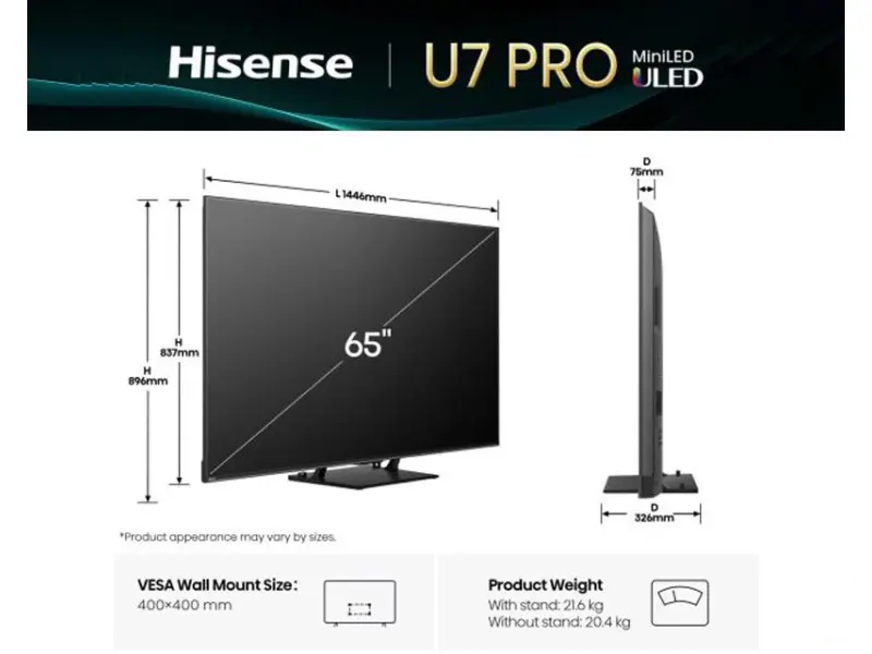 HISENSE 65 inča 65U7Q PRO ULED Mini-LED 4K UHD Smart TV 