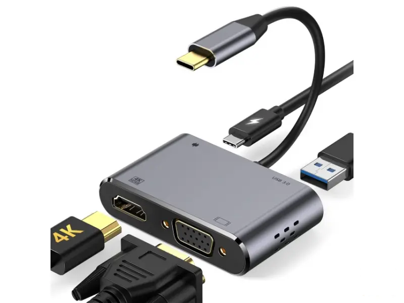 E-GREEN Adapter USB 3.1 Tip C (M) - HDMI+VGA+ 3.0 USB + tip C 